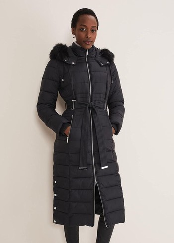 Phase Eight Sofie Waisted Puffer Coats Black Australia | AL2094678